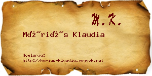 Máriás Klaudia névjegykártya
